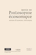 Revue de philosophie économique, v. 12, no 01